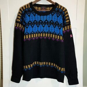 Demetre VTG Mens XL Black‎ Wool Ski Sweater Retro Outdoors Granola Gorpcore